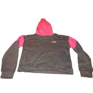 HIND girls 10/12 (fits more like M 7/8) charcoal gray hot pink hoodie sweatshirt